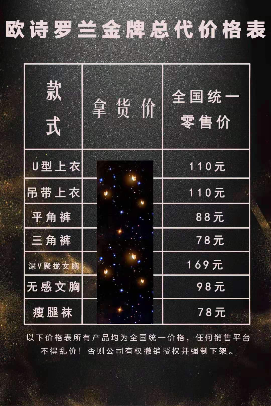   欧诗罗兰代理价格表，零售价格是多少