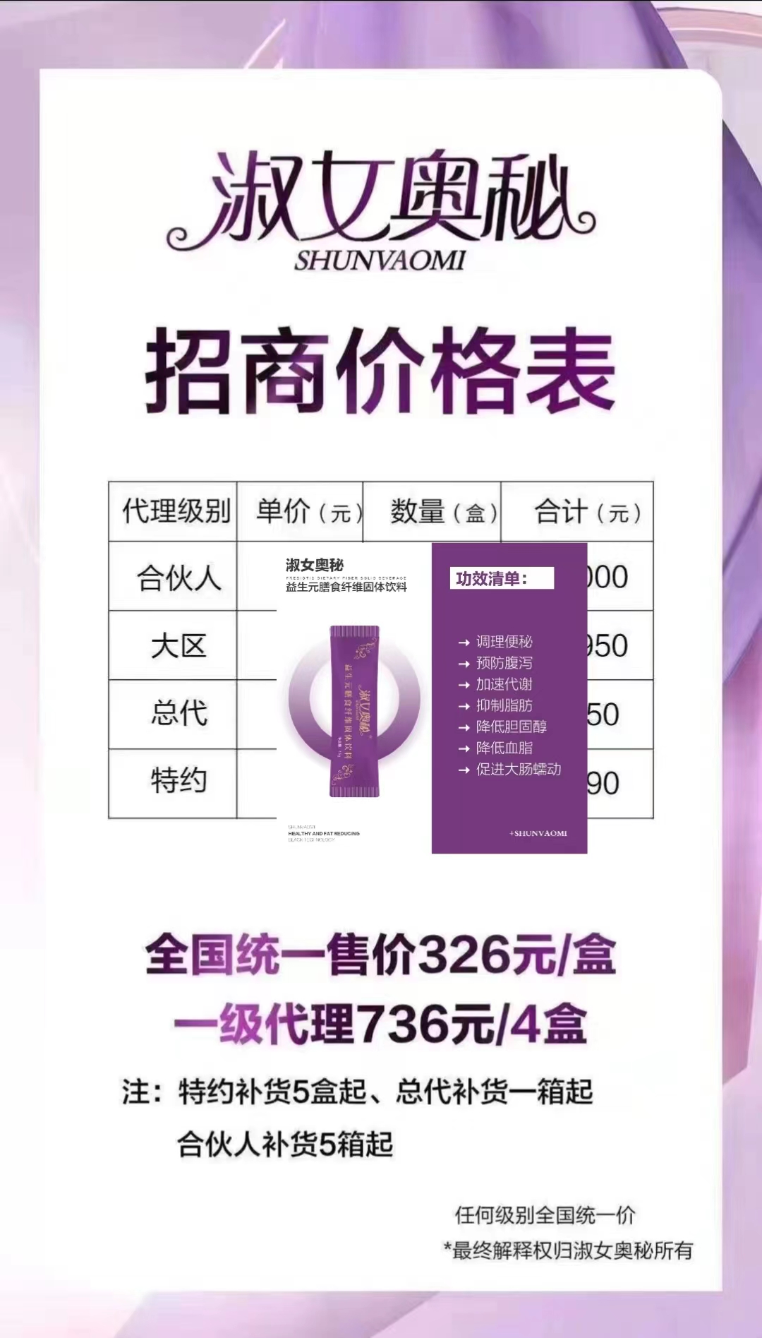  淑女奥秘减肥产品总代理拿货价格是多少